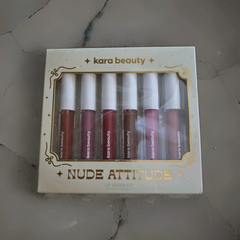 Kara Beauty Nude Attitude Lip Gloss Set Damaged Box  0.07 Oz X 6